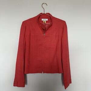 Nine West Womens Linen Jacket Size 16 Full Zip Coastal Spring Vintage
